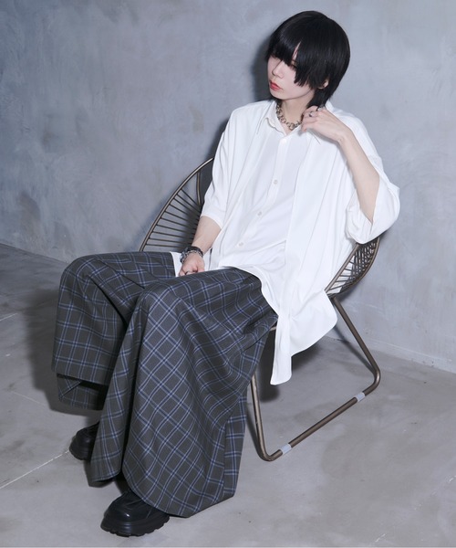 Ellno Loset(エルノロゼット)の「【黒色コラボ】アシメプリーツスカンツ(その他パンツ・メンズ・ブルー系その他/ブラック/グレー系その他・MEDIUM/LARGE/SMALL)」の5枚目の写真