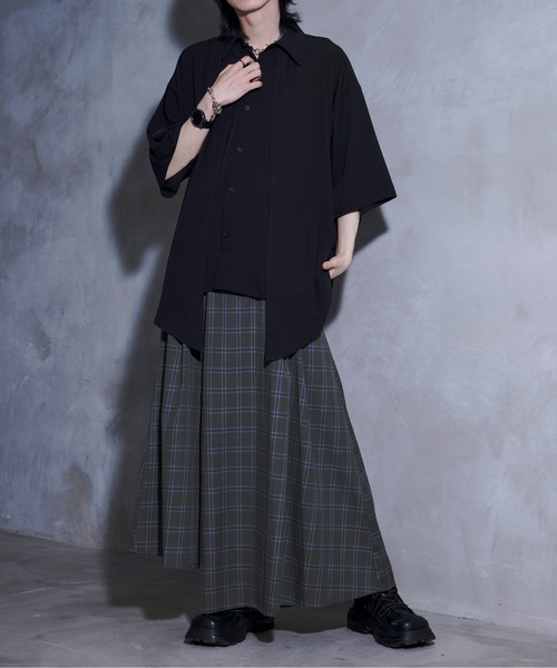 Ellno Loset(エルノロゼット)の「【黒色コラボ】アシメプリーツスカンツ(その他パンツ・メンズ・ブルー系その他/ブラック/グレー系その他・MEDIUM/LARGE/SMALL)」の8枚目の写真