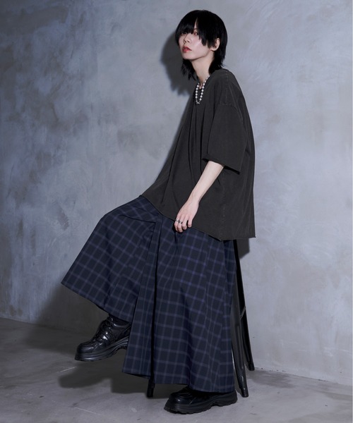 黒色コラボ】アシメプリーツスカンツ（その他パンツ）｜Ellno Loset