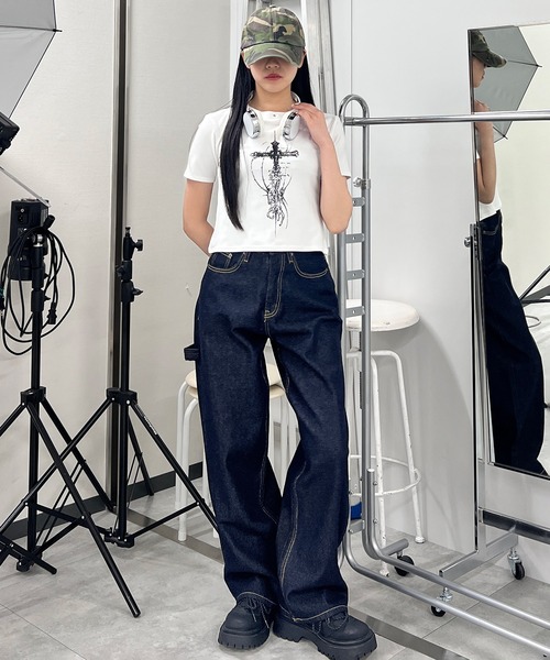 Figments（フィグメンツ）の「フレイムステッチポケットデニム（デニムパンツ・レディース・ブラック/インディゴブルー・MEDIUM/LARGE/SMALL）」の10枚目の写真