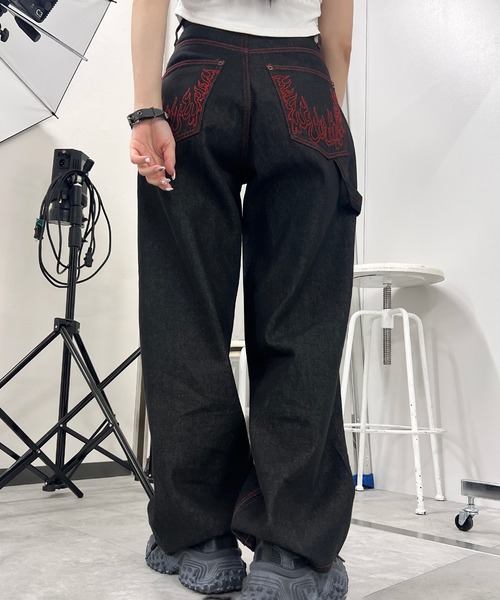 Figments（フィグメンツ）の「フレイムステッチポケットデニム（デニムパンツ・レディース・ブラック/インディゴブルー・MEDIUM/LARGE/SMALL）」の5枚目の写真