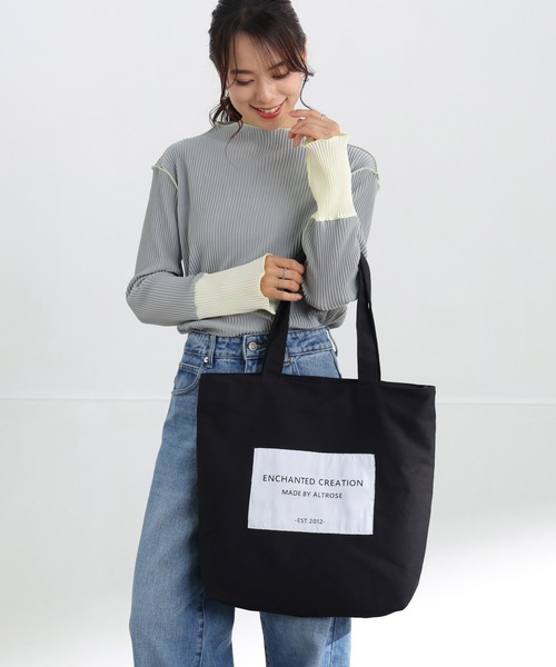 ALTROSE(アルトローズ)の「A4 キャンバス トート ワッペン カジュアル 推し活(トートバッグ・レディース・アイボリー/ブラック/グレー・FREE)」の17枚目の写真