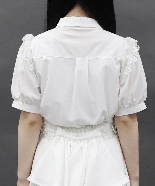 axes femme POETIQUE(アクシーズファムポエティック)の「ジャボブローチ付ブラウス(シャツ/ブラウス・レディース・ブラック/ホワイト/グレー・MEDIUM)」の8枚目の写真
