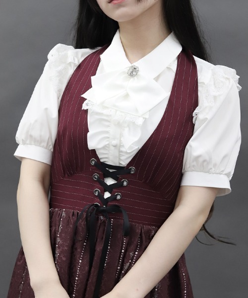 axes femme POETIQUE(アクシーズファムポエティック)の「ジャボブローチ付ブラウス(シャツ/ブラウス・レディース・ブラック/ホワイト/グレー・MEDIUM)」の9枚目の写真