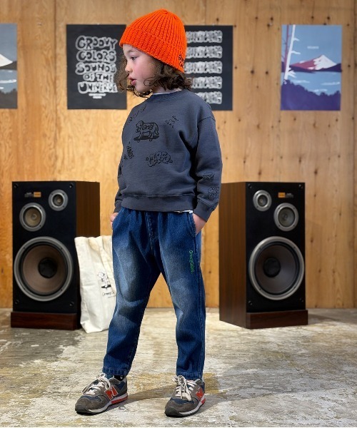 GROOVY COLORS(グルービーカラーズ)の「Knit Denim CITY Pants(デニムパンツ・キッズ・ブルー・135/145)」の1枚目の写真