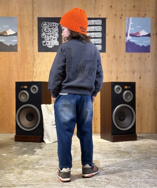 GROOVY COLORS(グルービーカラーズ)の「Knit Denim CITY Pants(デニムパンツ・キッズ・ブルー・135/145)」の4枚目の写真