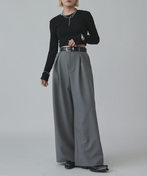 Lui's（ルイス）の「【mi-企画】タックワイドパンツ（スラックス・レディース・ブラック/グレー・S/M）」の16枚目の写真