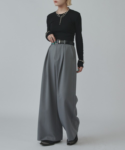 Lui's（ルイス）の「【mi-企画】タックワイドパンツ（スラックス・レディース・ブラック/グレー・S/M）」の17枚目の写真
