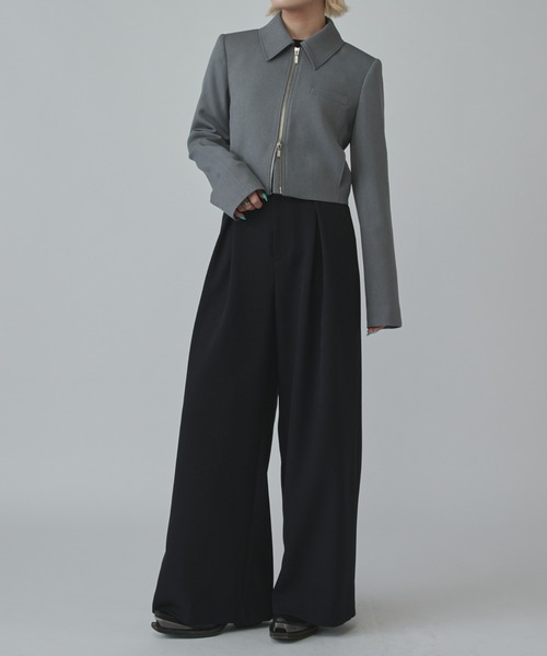 Lui's mi-企画ダブルジップショートジャケット タックワイドパンツ セット