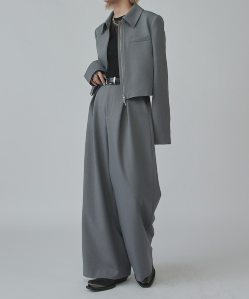 Lui's mi-企画ダブルジップショートジャケット タックワイドパンツ