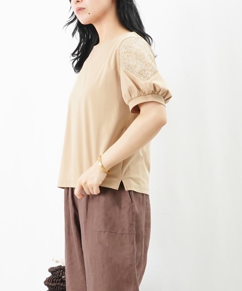 tシャツ LC/LLL 袖Vレース切替トップス レディース LADY LUCK LUCA tシャツ LC/LLL 袖Vレース切替トップス