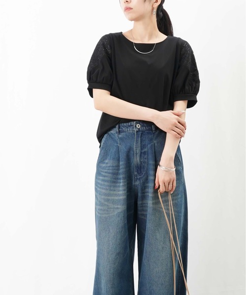 tシャツ LC/LLL 袖Vレース切替トップス レディース LADY LUCK LUCA tシャツ LC/LLL 袖Vレース切替トップス
