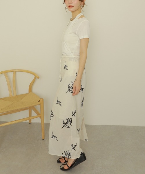 LAULEN(ローレン)の「halter neck layered tops /ホルターネックレイヤード半袖トップス(Tシャツ/カットソー・レディース・ホワイト/ブラック・FREE)」の7枚目の写真