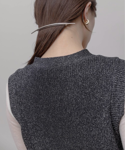 Eimee Law（エイミーロウ）の「フリルヘムラメニットジレ（ベスト・レディース・ブラック/チャコールグレー/モカ・FREE）」の19枚目の写真