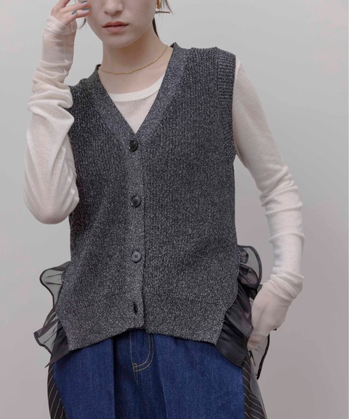Eimee Law フリル ヘム ニット ジレ ベスト フリルヘムラメニットジレ Eimee Law│Eimee Law & LHELBIE 公式
