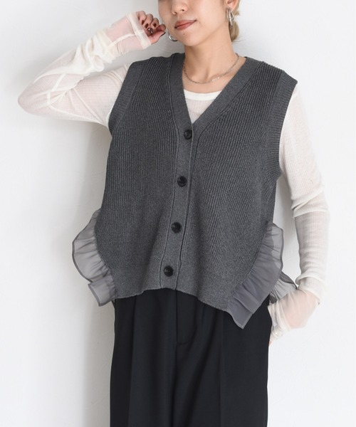 Eimee Law フリル ヘム ニット ジレ ベスト フリルヘムラメニットジレ（ベスト）｜Eimee Law（エイミーロウ）の