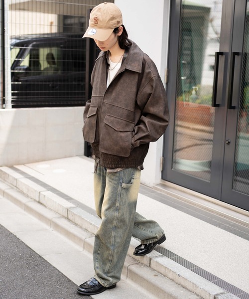 WEGO（ウィゴー）の「WEGO/PUダブルZIPフライトブルゾン（ライダースジャケット・メンズ・ブラック/グレー系その他/ブラウン系その他・SMALL/LARGE/MEDIUM）」の6枚目の写真