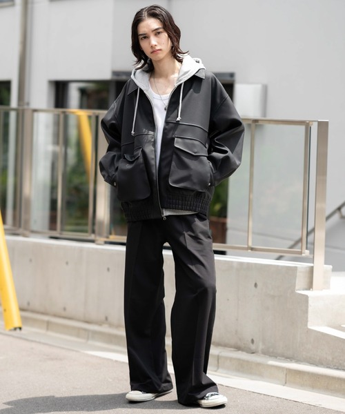 WEGO アウター ジャケット ブルゾン ライダース レザー WEGO（ウィゴー）の「WEGO/フェイクレザーブルゾン（ライダース
