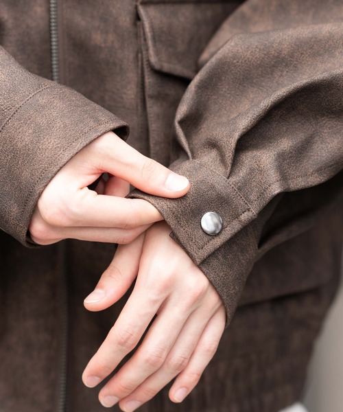 WEGO（ウィゴー）の「WEGO/PUダブルZIPフライトブルゾン（ライダースジャケット・メンズ・ブラック/グレー系その他/ブラウン系その他・SMALL/LARGE/MEDIUM）」の11枚目の写真