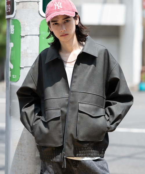 WEGO（ウィゴー）の「WEGO/PUダブルZIPフライトブルゾン（ライダースジャケット・メンズ・ブラック/グレー系その他/ブラウン系その他・SMALL/LARGE/MEDIUM）」の18枚目の写真