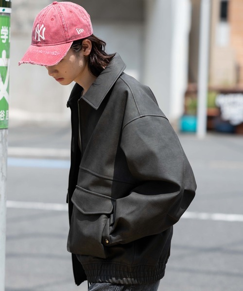 WEGO（ウィゴー）の「WEGO/PUダブルZIPフライトブルゾン（ライダースジャケット・メンズ・ブラック/グレー系その他/ブラウン系その他・SMALL/LARGE/MEDIUM）」の21枚目の写真