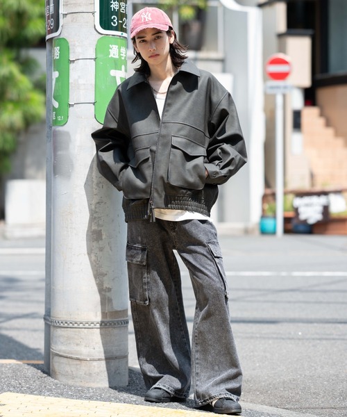 WEGO（ウィゴー）の「WEGO/PUダブルZIPフライトブルゾン（ライダースジャケット・メンズ・ブラック/グレー系その他/ブラウン系その他・SMALL/LARGE/MEDIUM）」の22枚目の写真