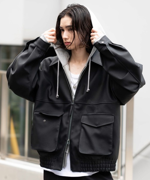 WEGO（ウィゴー）の「WEGO/PUダブルZIPフライトブルゾン（ライダースジャケット・メンズ・ブラック/グレー系その他/ブラウン系その他・SMALL/LARGE/MEDIUM）」の14枚目の写真