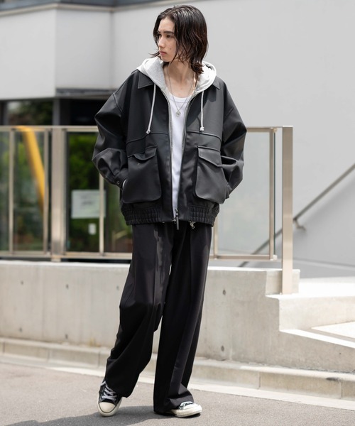 WEGO（ウィゴー）の「WEGO/PUダブルZIPフライトブルゾン（ライダースジャケット・メンズ・ブラック/グレー系その他/ブラウン系その他・SMALL/LARGE/MEDIUM）」の17枚目の写真