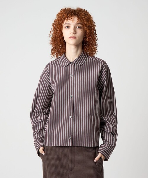 ロクページ 6（ロク）の「＜6(ROKU)＞COTTON JACQUARD V NECK 5SLEEVE SHIRT