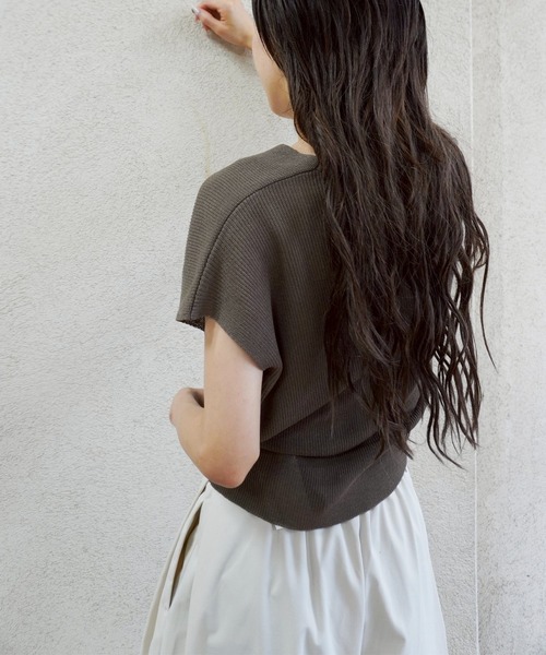 gossara（ゴサラ）の「半袖カシュクールニット（ニット/セーター・レディース・ブラウン/ブラック/アイボリー・FREE）」の13枚目の写真