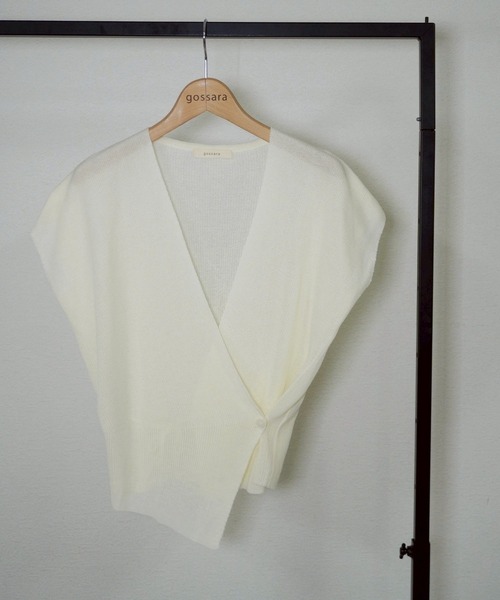 gossara（ゴサラ）の「半袖カシュクールニット（ニット/セーター・レディース・ブラウン/ブラック/アイボリー・FREE）」の14枚目の写真