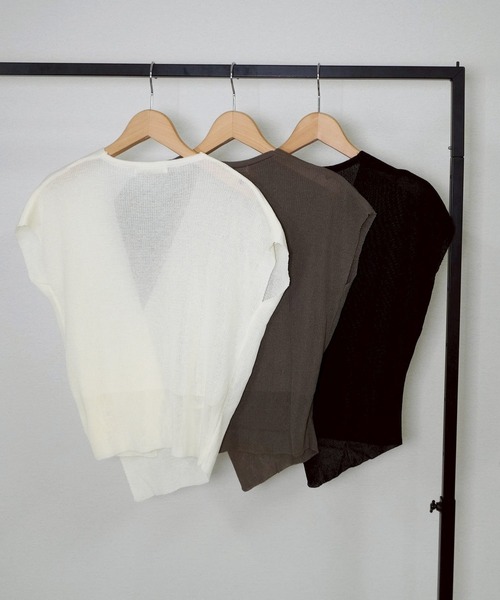 gossara（ゴサラ）の「半袖カシュクールニット（ニット/セーター・レディース・ブラウン/ブラック/アイボリー・FREE）」の18枚目の写真