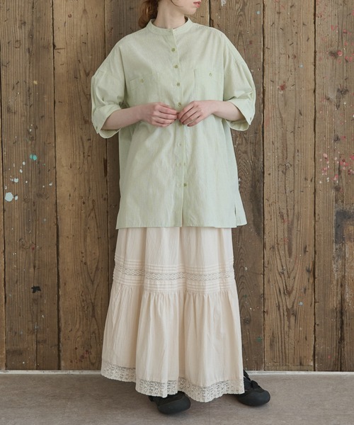 Crisp（クリスプ）の「タックデザインレースティアードスカート（スカート・レディース・アイボリー/ブラウン・FREE）」の13枚目の写真