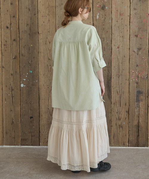 Crisp（クリスプ）の「タックデザインレースティアードスカート（スカート・レディース・アイボリー/ブラウン・FREE）」の15枚目の写真