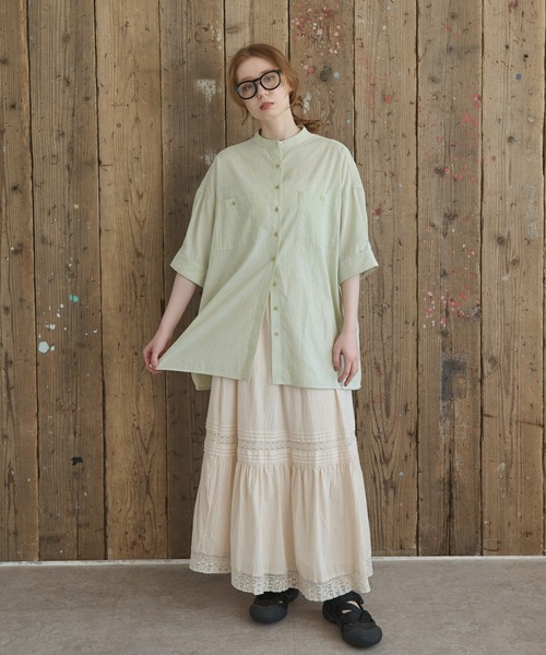 Crisp（クリスプ）の「タックデザインレースティアードスカート（スカート・レディース・アイボリー/ブラウン・FREE）」の12枚目の写真