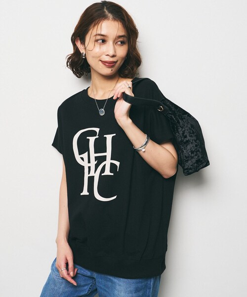 UNTITLED(アンタイトル)の「【CHIGNON】別注 ミニ裏毛フレンチスリーブプルオーバー(Tシャツ/カットソー・レディース・ダークブラウン/ホワイト/ブラック・02)」の2枚目の写真