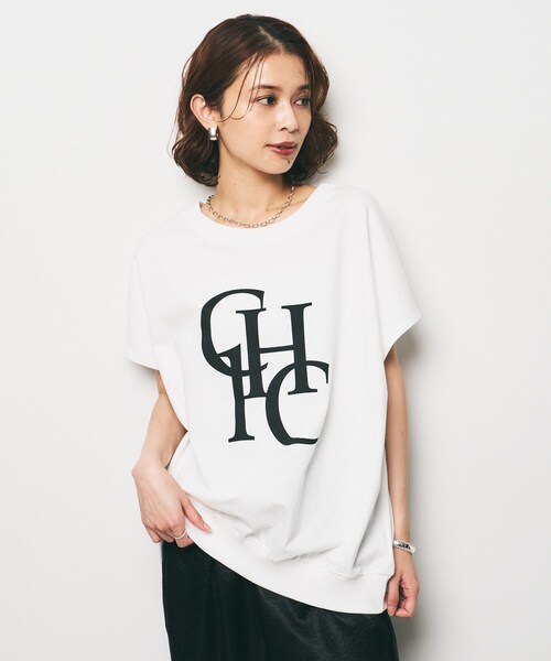 UNTITLED(アンタイトル)の「【CHIGNON】別注 ミニ裏毛フレンチスリーブプルオーバー(Tシャツ/カットソー・レディース・ダークブラウン/ホワイト/ブラック・02)」の19枚目の写真