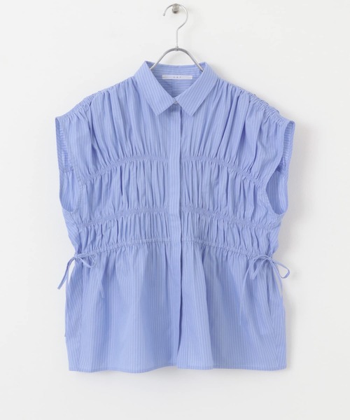 KBF（ケイビーエフ）の「スリーブレスシャーリングブラウス（シャツ/ブラウス・レディース・ブルー系その他/ホワイト系その他/オフホワイト・ONE）」の4枚目の写真