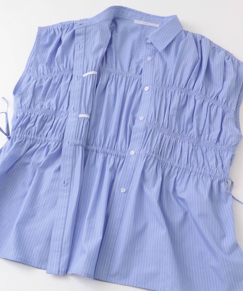 KBF（ケイビーエフ）の「スリーブレスシャーリングブラウス（シャツ/ブラウス・レディース・ブルー系その他/ホワイト系その他/オフホワイト・ONE）」の5枚目の写真