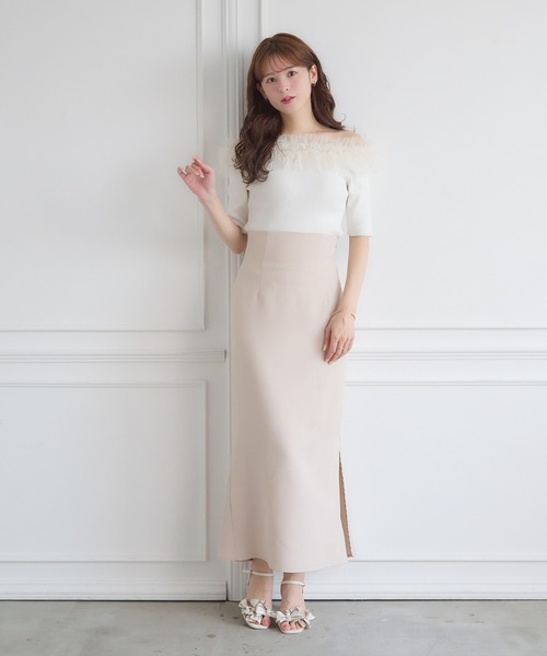Ambre Neige(アンブルネージュ)の「frill tulle knit / フリルチュールニット(ニット/セーター・レディース・ブルー/オフホワイト/チャコールグレー・FREE)」の9枚目の写真
