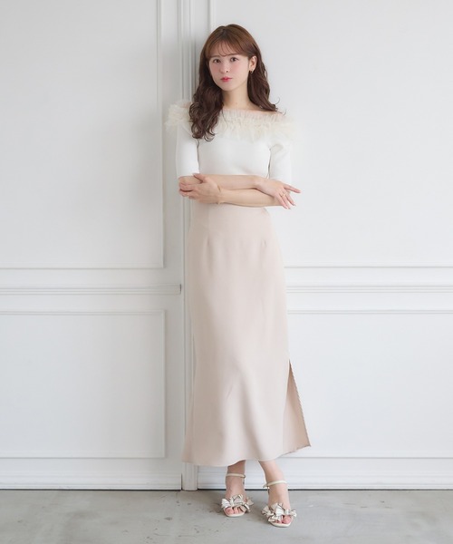 Ambre Neige(アンブルネージュ)の「frill tulle knit / フリルチュールニット(ニット/セーター・レディース・ブルー/オフホワイト/チャコールグレー・FREE)」の10枚目の写真