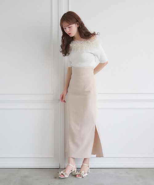 Ambre Neige(アンブルネージュ)の「frill tulle knit / フリルチュールニット(ニット/セーター・レディース・ブルー/オフホワイト/チャコールグレー・FREE)」の12枚目の写真