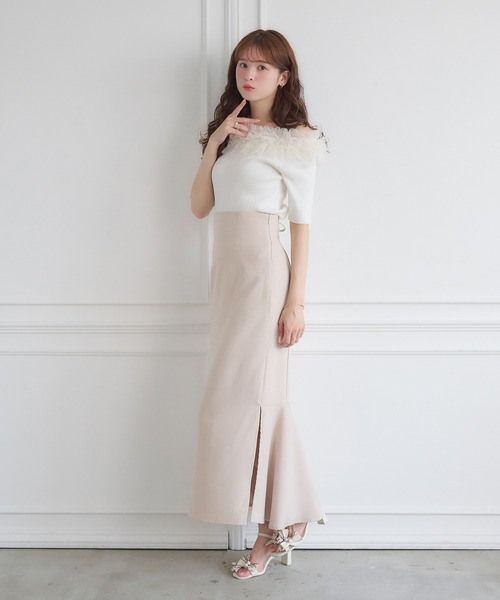 Ambre Neige(アンブルネージュ)の「frill tulle knit / フリルチュールニット(ニット/セーター・レディース・ブルー/オフホワイト/チャコールグレー・FREE)」の13枚目の写真