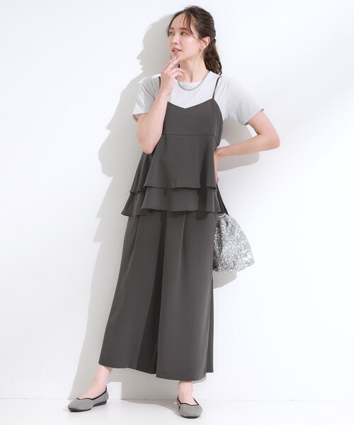 DRESKIP（ドレスキップ）の「【S-LL/セットアップ可/ひんやり】女性らしさ溢れる ティアードキャミソール（タンクトップ・レディース・ダークブラウン/ブルー/チャコールグレー・04/03/02/01）」の7枚目の写真