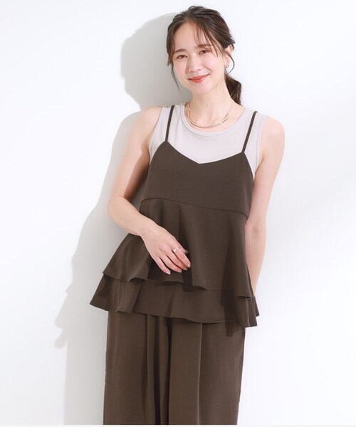 DRESKIP（ドレスキップ）の「【S-LL/セットアップ可/ひんやり】女性らしさ溢れる ティアードキャミソール（タンクトップ・レディース・ダークブラウン/ブルー/チャコールグレー・04/03/02/01）」の13枚目の写真