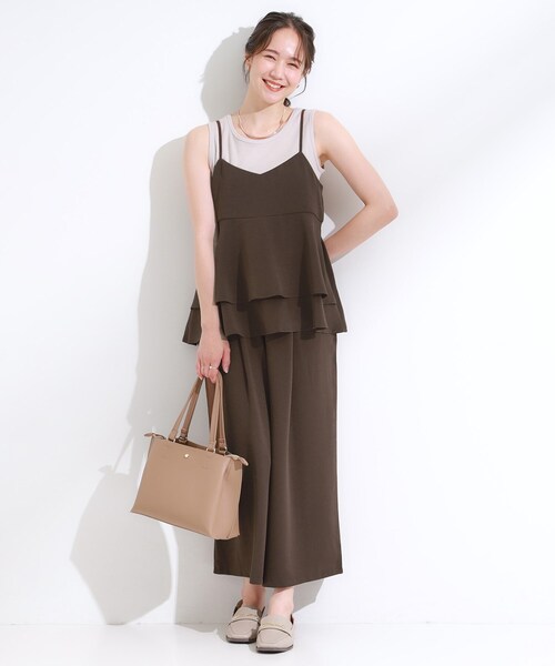 DRESKIP（ドレスキップ）の「【S-LL/セットアップ可/ひんやり】女性らしさ溢れる ティアードキャミソール（タンクトップ・レディース・ダークブラウン/ブルー/チャコールグレー・04/03/02/01）」の15枚目の写真