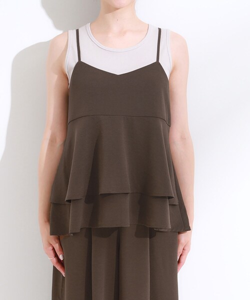 DRESKIP（ドレスキップ）の「【S-LL/セットアップ可/ひんやり】女性らしさ溢れる ティアードキャミソール（タンクトップ・レディース・ダークブラウン/ブルー/チャコールグレー・04/03/02/01）」の17枚目の写真