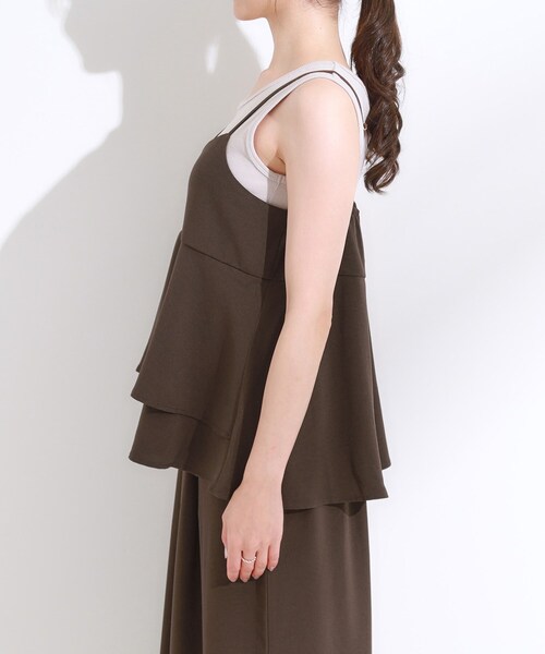 DRESKIP（ドレスキップ）の「【S-LL/セットアップ可/ひんやり】女性らしさ溢れる ティアードキャミソール（タンクトップ・レディース・ダークブラウン/ブルー/チャコールグレー・04/03/02/01）」の18枚目の写真