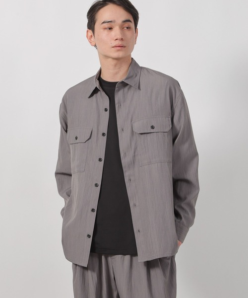 LAKOLE(ラコレ)の「【セットアップ可・接触冷感】冷感ワッシャーシャツ長袖 / 586873(シャツ/ブラウス・メンズ・ブラウン/ブラック/グレー・LARGE/MEDIUM)」の3枚目の写真