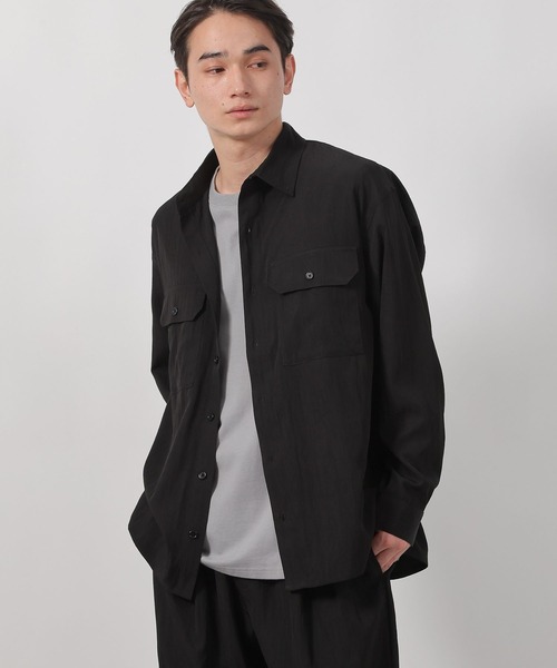 LAKOLE(ラコレ)の「【セットアップ可・接触冷感】冷感ワッシャーシャツ長袖 / 586873(シャツ/ブラウス・メンズ・ブラウン/ブラック/グレー・LARGE/MEDIUM)」の2枚目の写真